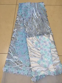

Beautiful 3D Flowers Lace Fabric For Wedding Dress Pink Color African Tulle Lace Fabric Fashion French Net Lace FabricCD2627