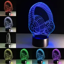 3D DJ наушники ночник студия музыка монитор гарнитура Красочные Музыка наушники светодиодный настольная лампа мальчик Украшения в спальню
