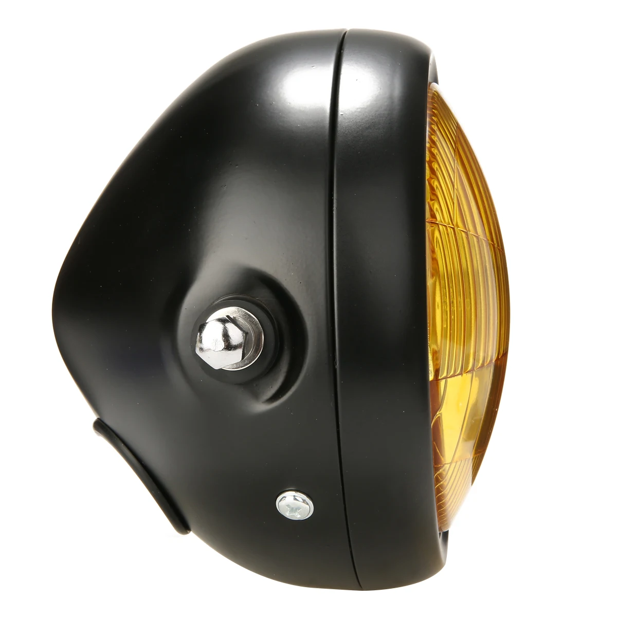 1PC 6.5" 12V 35W Retro Motorcycle LED Headlight With Black Grill Cover Housing Yellow Lens For Cafe Racer Choppers Bikes