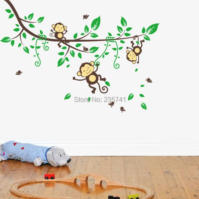 kids monkey wall sticker cartoon monkey wall decals for nursery