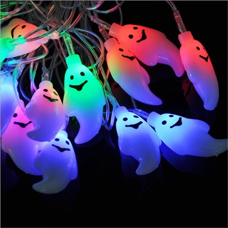 LED Pumpkin Ghost Pendant Lights Halloween Decorations Party Decoration Active Atmosphere Pumpkin Ghost Lights USB String (2)