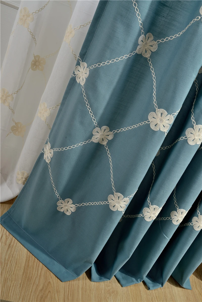 Wholesale factory price for linen embroidery curtains living room