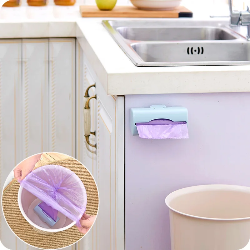 

Self-adhesive Plastic garbage bag storage box wall-mounted Cleaning Waste Bag Trash Bags holder storage rack kitchen organizer