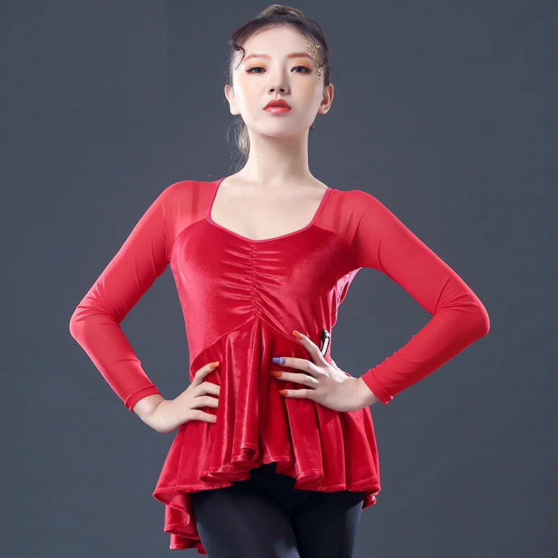 Sexy Latin Dance Tops For Lady Black Good Quality Wear Women Ballroom Shirts Tango Samba 