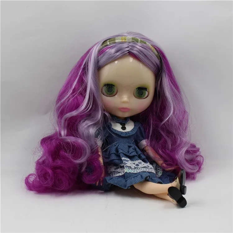 Blyth кукла Обнаженная вьющиеся длинные волосы смешанный цвет фиолетовый с соединением тела подходит DIY 1/6 blyth bjd куклы для продажи