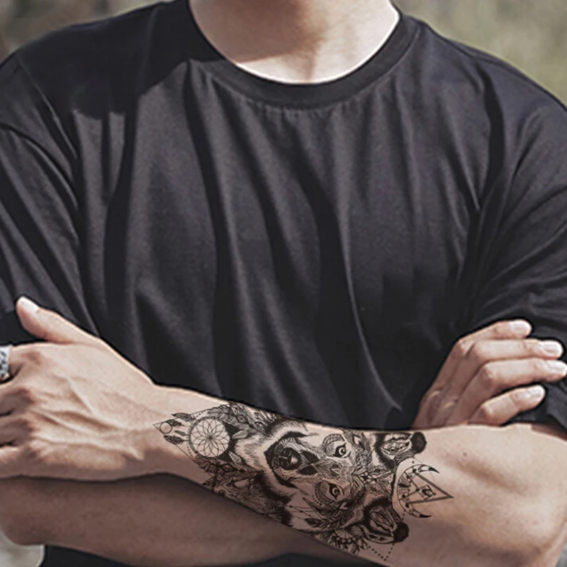 Wolf Temporary Tattoo Stickers Waterproof Women Fake Hand Animal Tattoos Adult Men Body Art