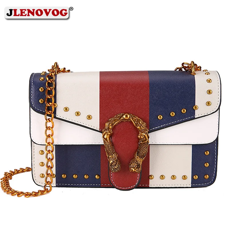 

Women's Vintage Leather Rivet Dionysus Shoulder Bag Small Panelled Chain Handbag Purse Female Luxury Stylish Crossbody Flap Bags