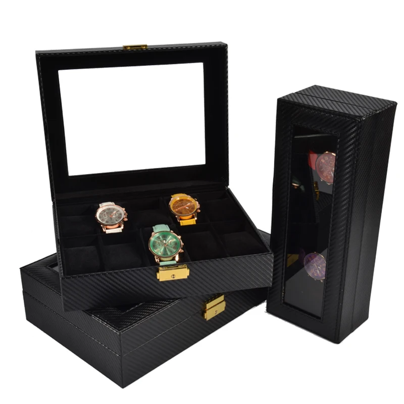 

2019 Luxury 6,10,12 Grids Handmade Carbon Fiber Watch Box Watch Case Clock Box Time Box for Watch Organizer