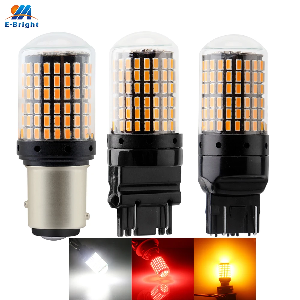 

2pcs 12V Canbus 3014 144 SMD 1157 BAY15D 3157 7443 NO ERROR Led Bulb Parking Backup Turn Signal Tail Brake Light White Amber rED