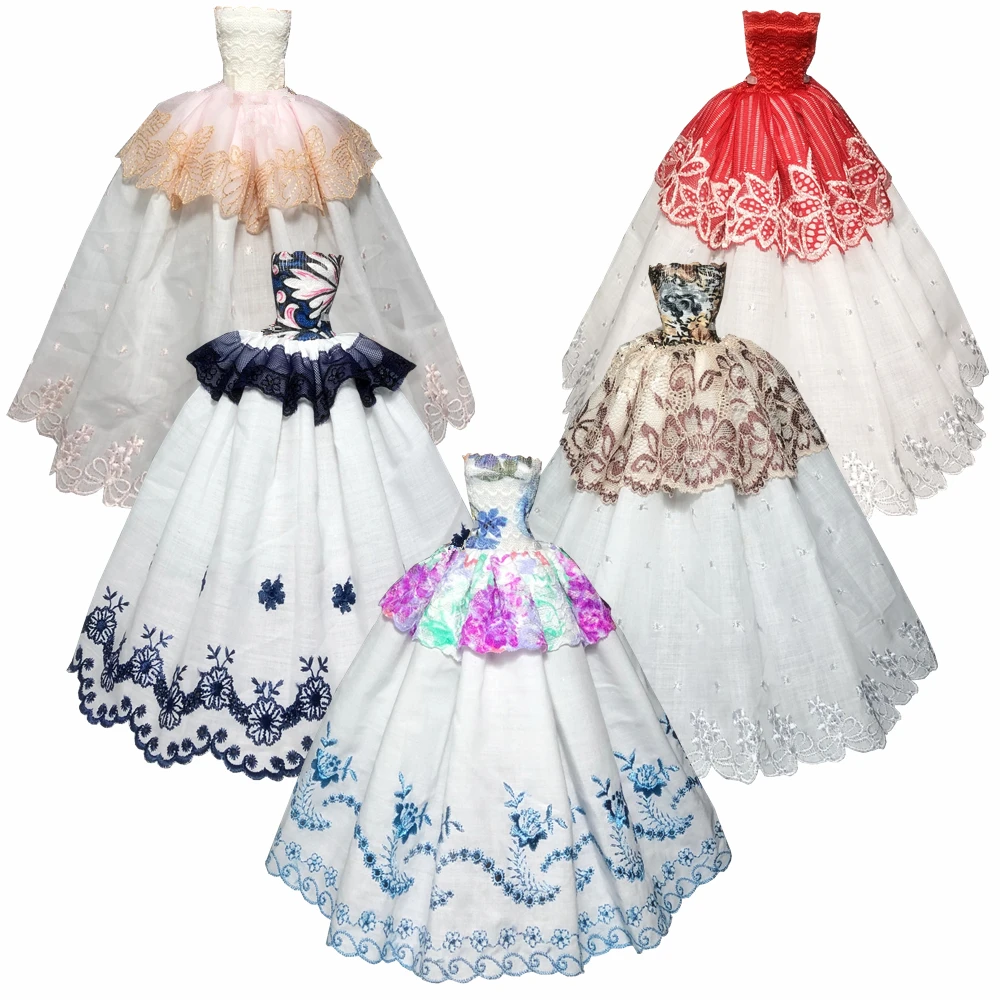 NK One Pcs Doll Princess Wedding Dress Noble Party Gown For Barbie Doll Accessories Handmake Outfit Best Gift For Girl' Doll JJ