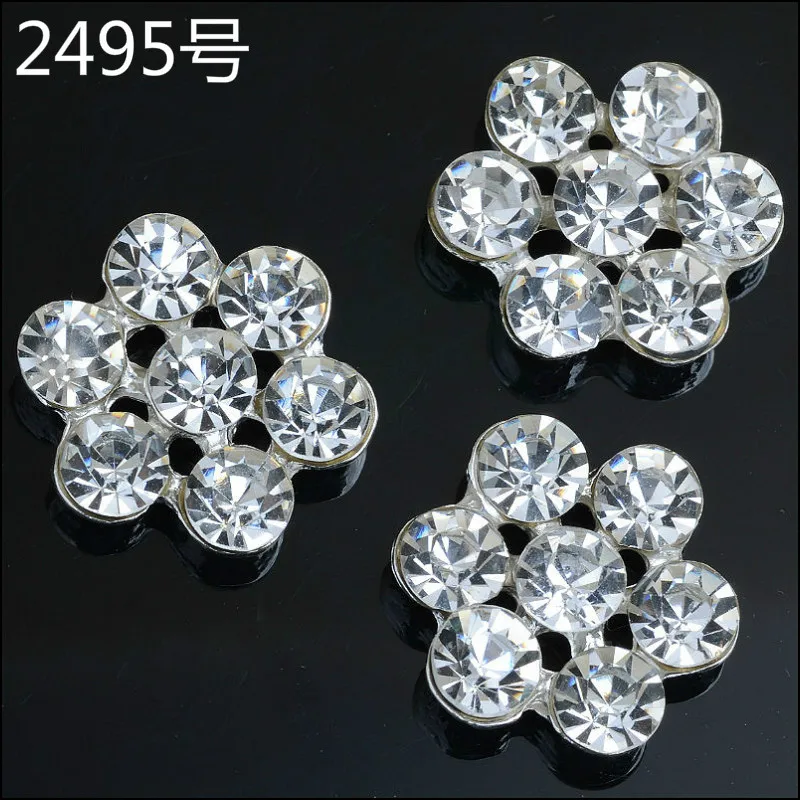 Wholesale 50pcs 17*17MM Alloy Crystal Flower Pendant Charms Hollow Out