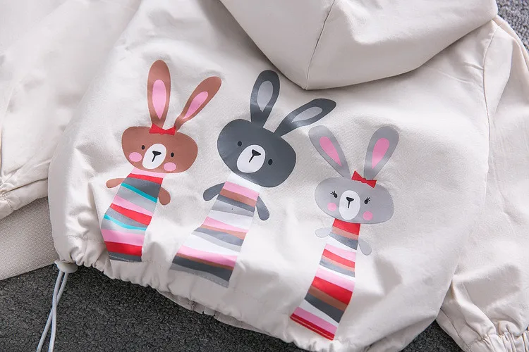 Fanfiluca  Autumn Baby Girls Coat Spring Children Outwear For Fashion Girls Zip Hooded Cartoon Rabbit Sport Coats For 3T Kids00026