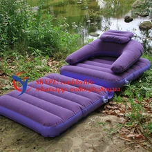 Синий один надувной складной шезлонг/двойного назначения стеканое надувное кресло/шезлонг для кемпинга