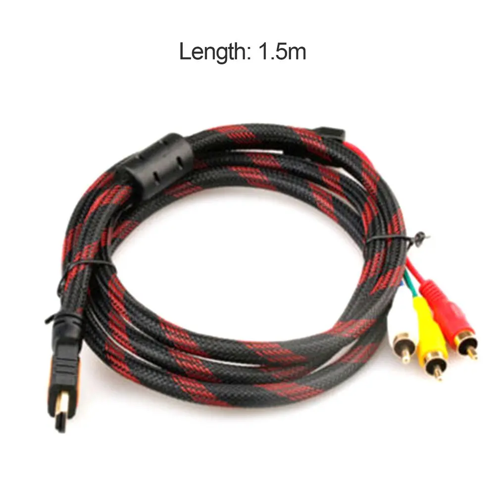 1,5 M HDMI-Male to 3 RCA(красный+ желтый+ белый) Видео Аудио AV адаптер для кабельного шнура для домашнего цифрового ТВ высокой четкости