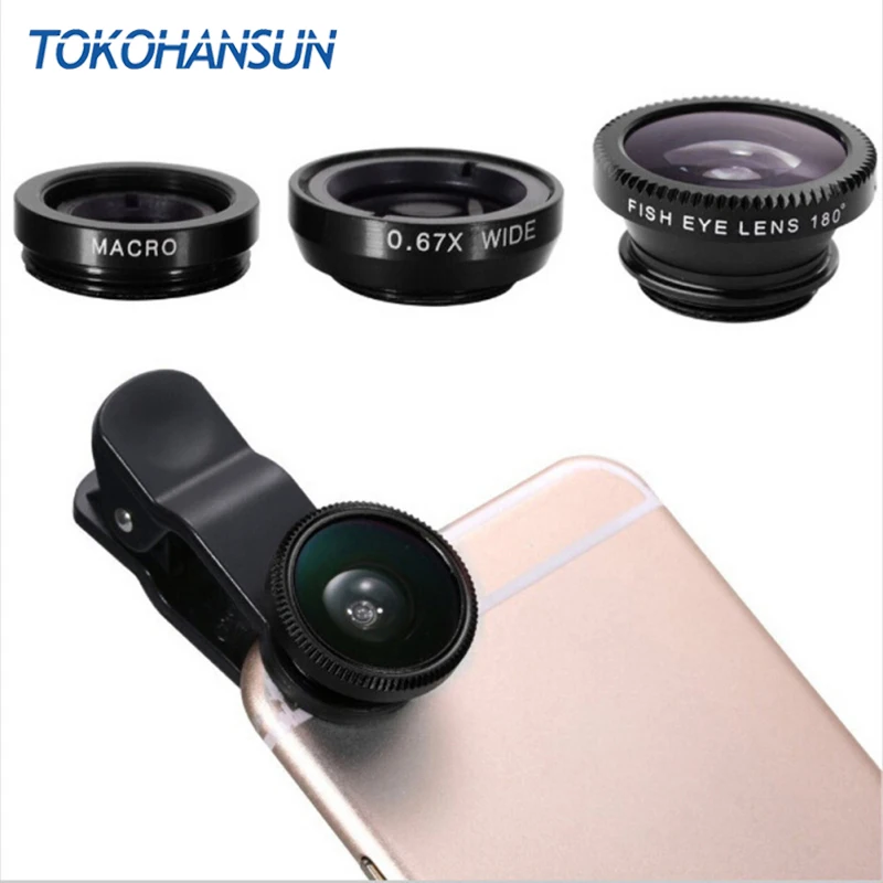 

Universal Fish Eye 3 in 1 Smartphone Camera Lens Wide Angle Macro Mobile Phone Lens For iPhone 7 6 5 4 8 Plus Xiaomi Huawei