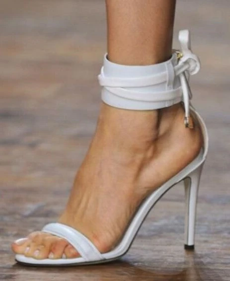 tie up heels white