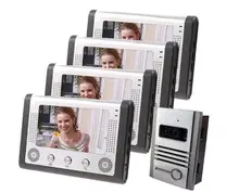 Envío de dhl Sistema de Entrada de Intercomunicación Apartamento 7 Pulgadas TFT LCD Monitor de Vídeo Cámara de La Puerta 4 Cables de Video Teléfono de La Puerta