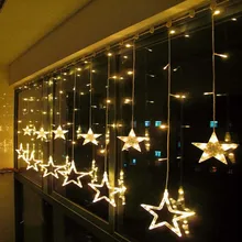 2 м 138 светодиодный светильник для праздничных занавесок 12 звезд Рождественская декоративная Звездная лампа для свадебной вечеринки гирлянды