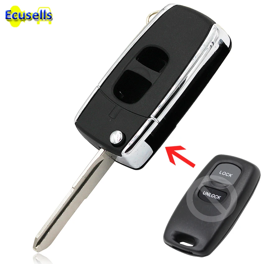 

2 Buttons Flip Key Case Shell Keyless Entry For Mazda 2 3 5 6 323 626 Remote