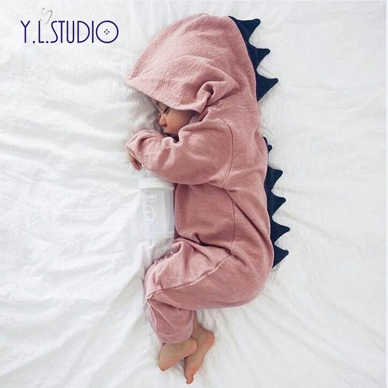 

Baby Boy Girl Cotton Romper Long Sleeve with Hood 3D Dinosaur Jumpsuit Warm Spring Autumn Playsuit Clothes Costume Newborn Baby