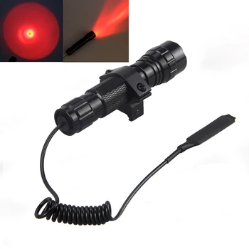 

Portable Lantern 350 LM Red Q5 LED Flashlight Hunting Light Torch with Gun Mount Tactical and Remote Switch No Battery