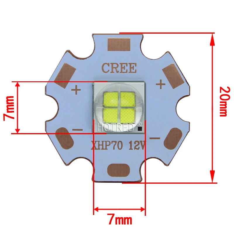 Epi светодиодный s 7070 20 Вт 12 В 6 в светодиодный сменный Cree MKR XHP70 XHP50 светодиодный излучатель холодный белый 6500 к синий светодиодный светильник с 20 мм медной печатной платой