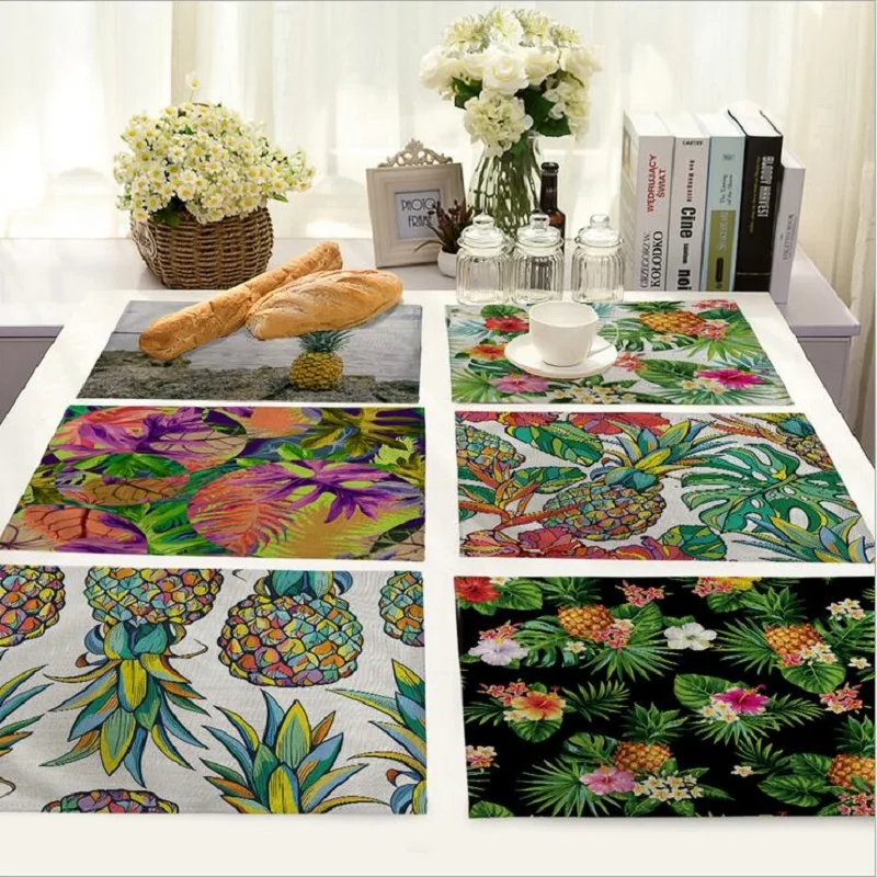 

Painted pineapple fruit placemat Fabric coaster Table decoration mat Kitchen Posavasos Manteles individuales H315