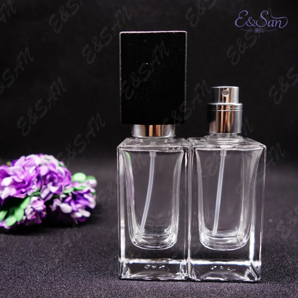 

PT170MT-30ML Transparent Flat Square Cushion Wooden Lids Perfume Glass Empty Spray Bottle Cosmetic Bottle 100PCS/LOT