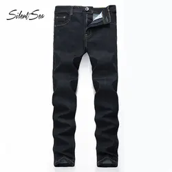 Silentsea обтягивающие мужские джинсы осенние простые джинсовые штаны повседневные Стрейчевые брюки новое поступление рваные мужские джинсы