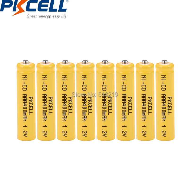 

8pcs PKCELL AAA 400mah 1.2V ni-cd battery aaa Rechargeable Batteries button top for grass cutter,solar lawn lamp