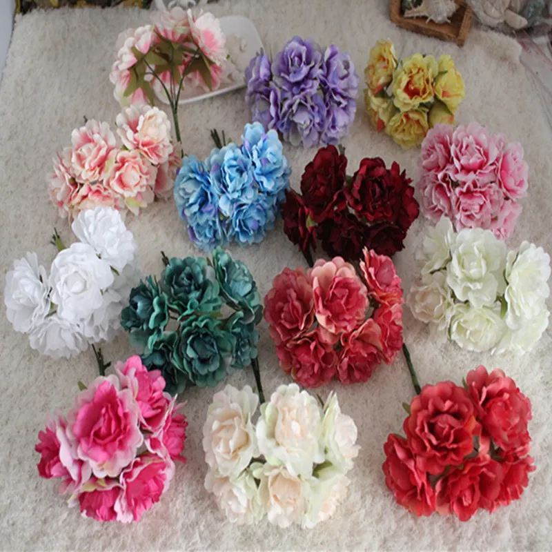6pcs bouquet Artificial Flowers Silk flower rose Wedding Home Party