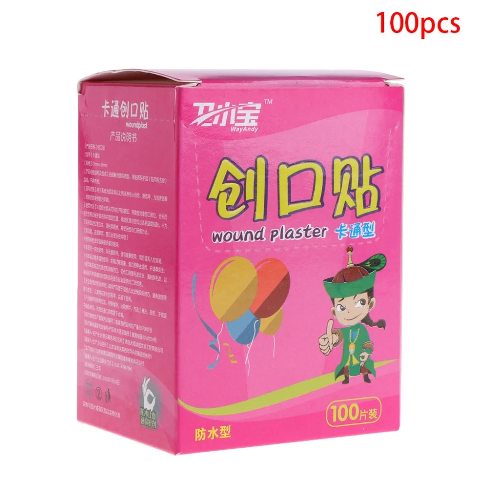 

ZLROWR 100Pcs Adhesive Bandages Waterproof Breathable First Aid Wound Plaster Cartoon