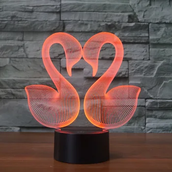 

Valentine's Day Romantic 3d Light Fixtures Personality Swan Led Stereo Table 3d Lamp Seven-color Night Light