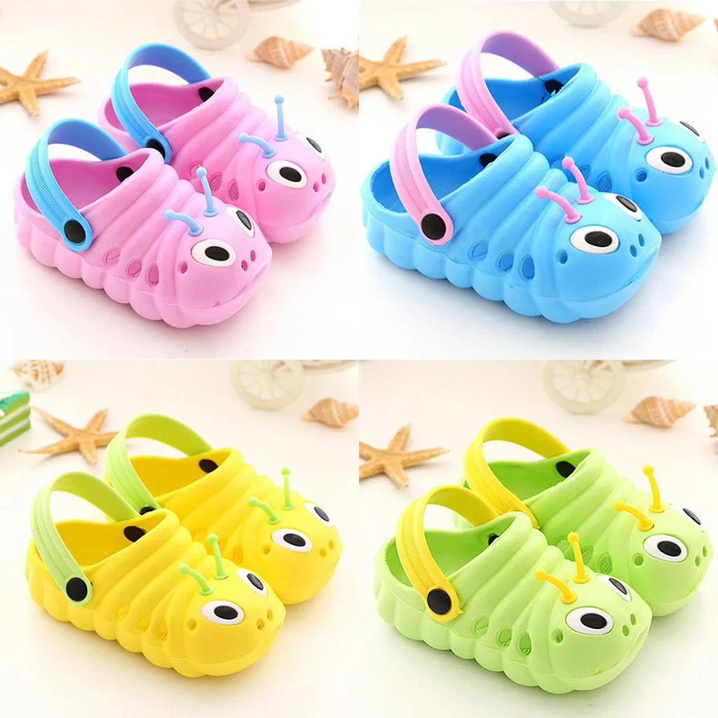 

Children's caterpillars non-slip shoes baby shoes slings baotou shoes children's flat not tied with sets of slippers 2019 summer
