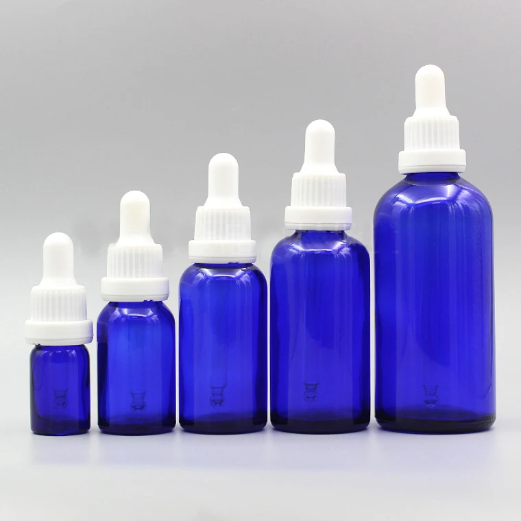 Download 2/10pcs 5ml 10ml 15ml 20ml 30ml 50ml 100ml Empty Blue Glass Essential Oil Dropper Bottle with ...