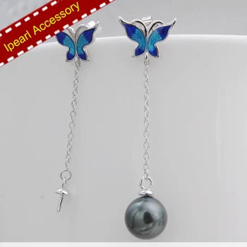 

Beautiful Blue Butterfly Drop Earrings Accessory S925 Sterling Silver Eardrop Jewelry Findings&Components 3Pairs