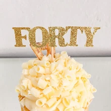 Блестящий кекс Toppers 40-й день рождения украшения на заказ номер Свадебные зубочистки для новобрачных, вечеринка в честь новорождённого вечерние украшения