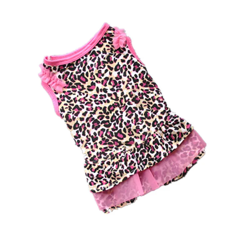 

Cute Leopard Summer Pet Puppy Dress Small Dog Cat Pet Clothes Apparel Girl doggy lace clothing dresses drop ship 2017