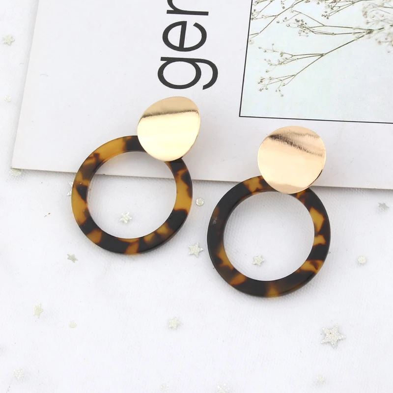 

Geometric Dangle Earrings For Women Vintage Resin Acrylic Drop Earring Sexy Leopard Print Vintage Acrylic Acetate Round Circle