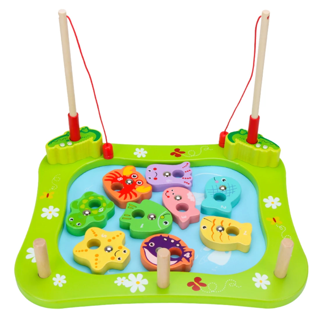 

New Hot Children Pretend Play Preschool Toy Fishing Set With Magnetic Pole And Wooden Board Baby Educational Toy