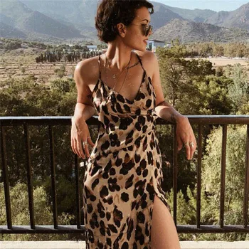 Sexy Women Leopard Long Dress Summer Sexy Deep V Neck Split High Cut Maxi Dresses Fashion Ladies Party Sundress Vestidos Femme Sexy Women Leopard Long Dress Summer Sexy Deep V Neck Split High Cut Maxi Dresses Fashion Ladies Party Sundress Vestidos Femme