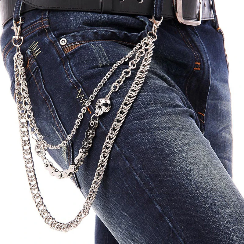 Punk Pants Chains Fashion Rock Waist Accessories Unisex Hip hop Skull