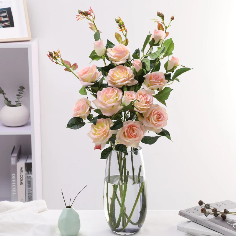 

CHENCHENG 3 Heads Artificial Roses Silk Flowers 93CM Artificial Flowers For Wedding Home Party Decorations table Centerpiece