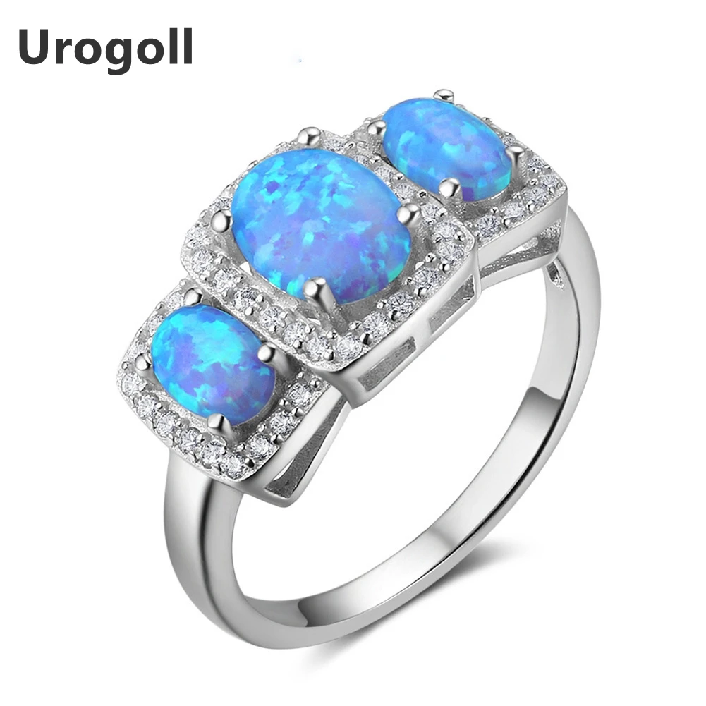 

Hot Sale Fine Jewelry 925 Sterling Silver Rings For Women Engagement Romantic Jewelry AAA Zirconia & Opal Ring