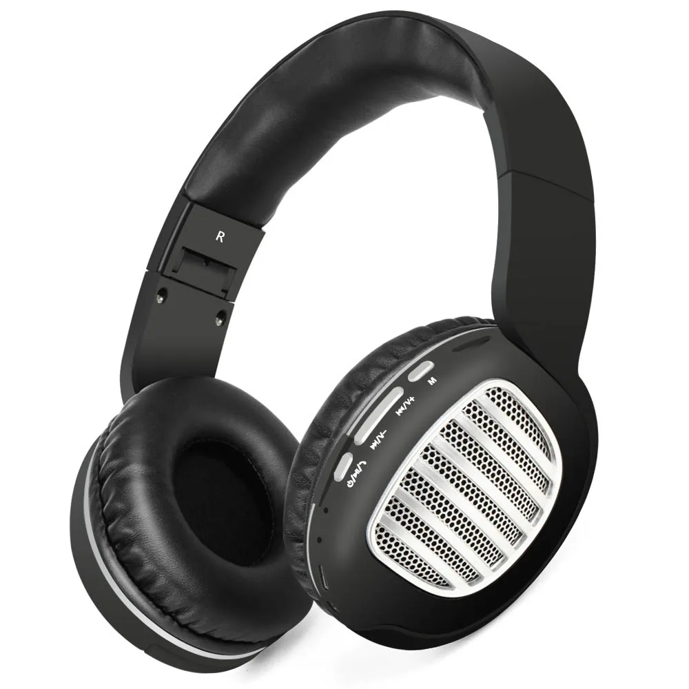 TOPROAD Bluetooth гарнитура Беспроводные стерео объемный звук наушники Поддержка FM радио TF AUX Hanndsfree для мобильного телефона ПК - Цвет: black silver headpho