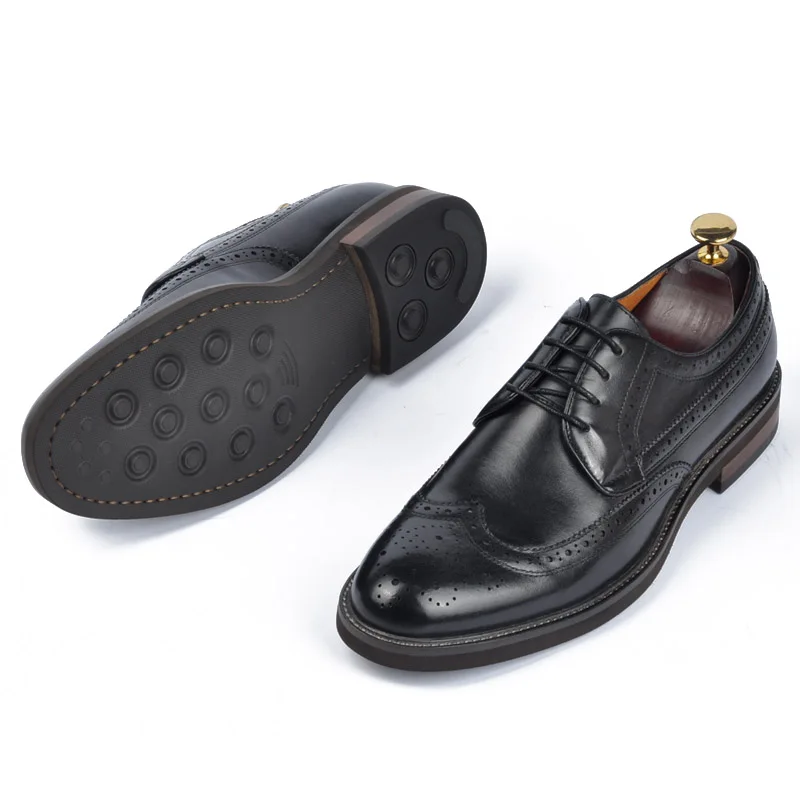 Кожаные броги ручной работы в британском стиле ретро; кожаные туфли с перфорацией; популярные мужские туфли в стиле дерби; мужские оксфорды