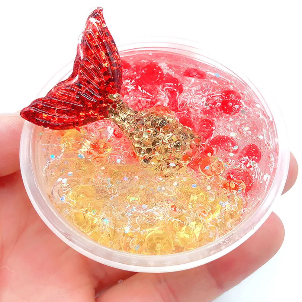 

Pate slime Colourful Fluffy Slime Toys Plasticine Poke Mud Hands-On Glitter Mud Adult Unzip Slime toys Anti-Stress Slime suplies