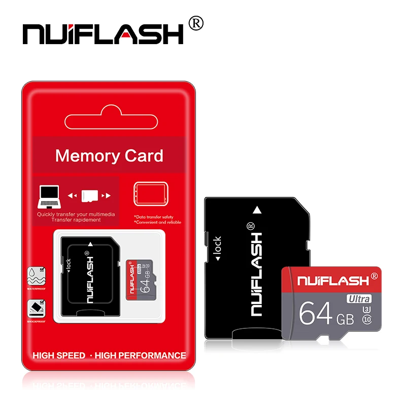 Nuiflash Micro SD карты V30 UHS-I высокое Скорость 100 МБ/с. TF Card 64 Гб 128 Гб карта памяти для телефонов и планшетных компьютеров