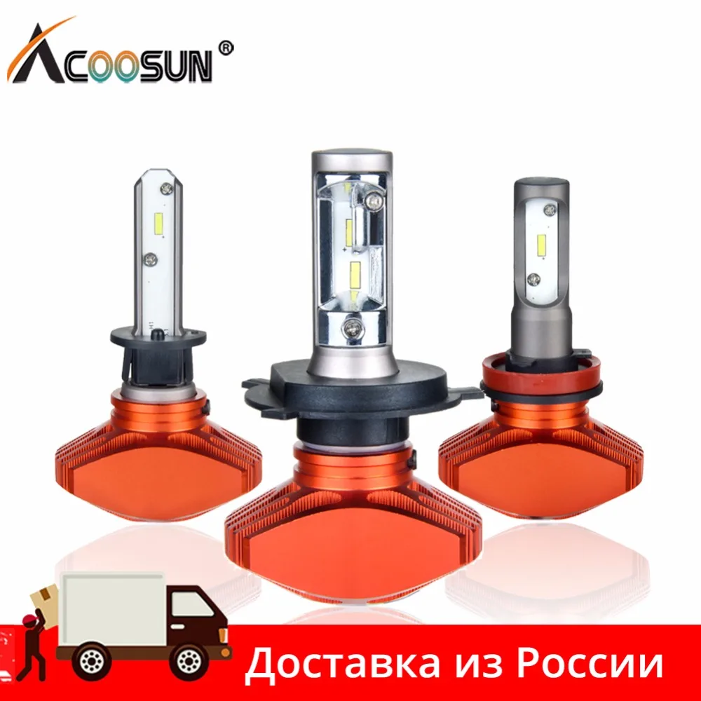 Cena AcooSun H4 H7 samochodowa żarówka led H11 H1 CSP reflektor samochodowy led 80W 8000LM zestaw 9005 HB3 9006 HB4 H3K led światła przeciwmgielne biały 6000K 12V 24V