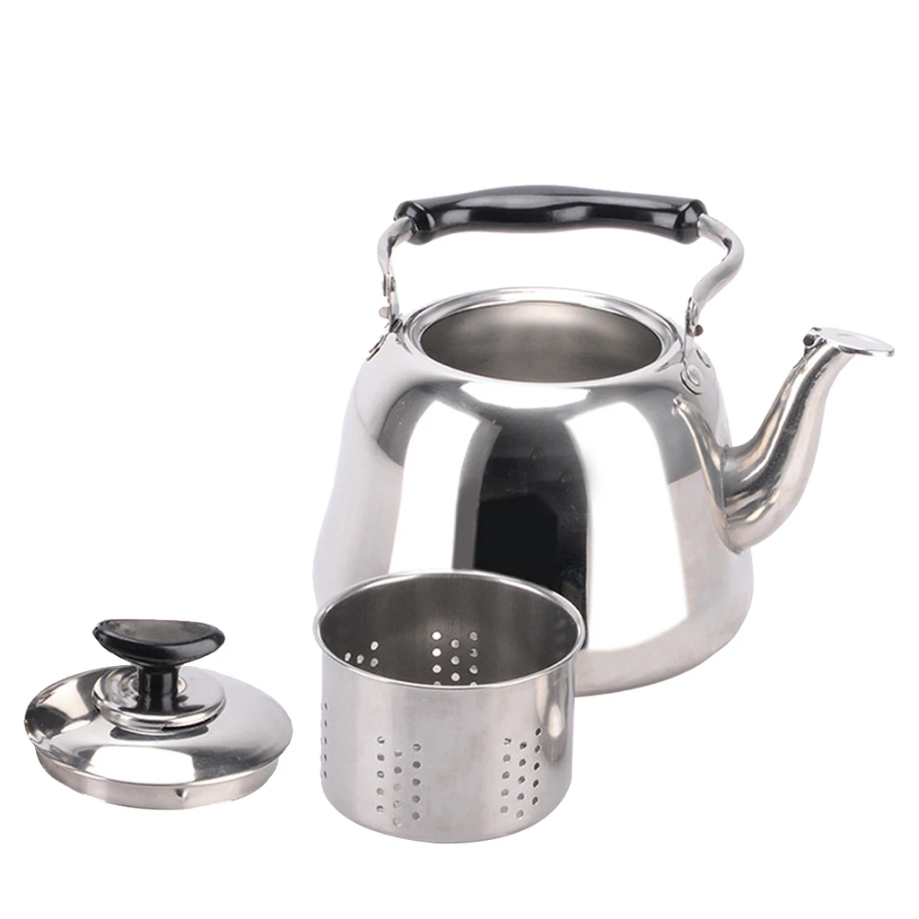 2 pcs Whistling Kettle Stainless Steel Induction Gas Stovetop Teapot Kitchen Dining Kettle for Home Restaurant Camping 1L + 3L